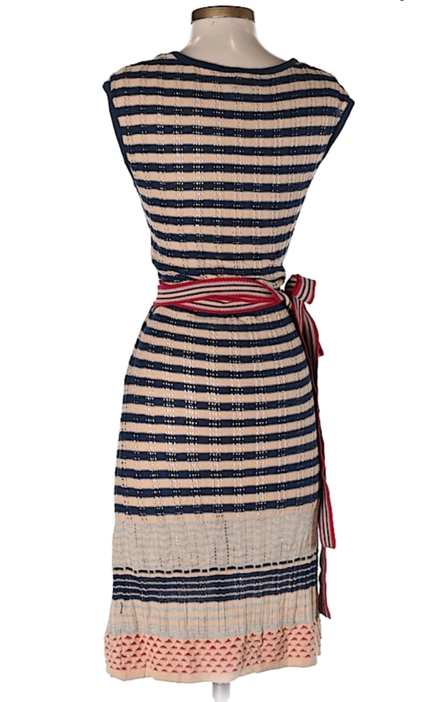 Knit Wrap Dress V Neck, Long Belt. - Picture 2 of 16